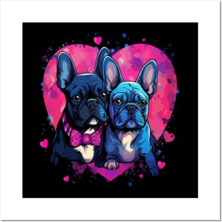 French Bulldog Couple Valentine Posters and Art